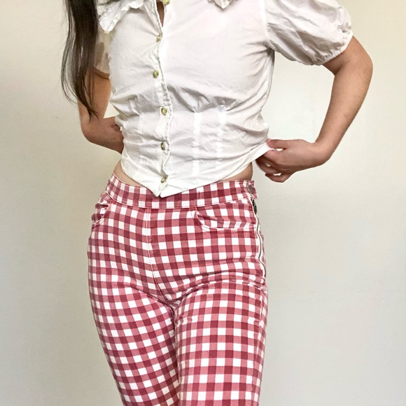 Madewell High Riser Red Gingham Crop Skinny Pants - Picture 4 of 6